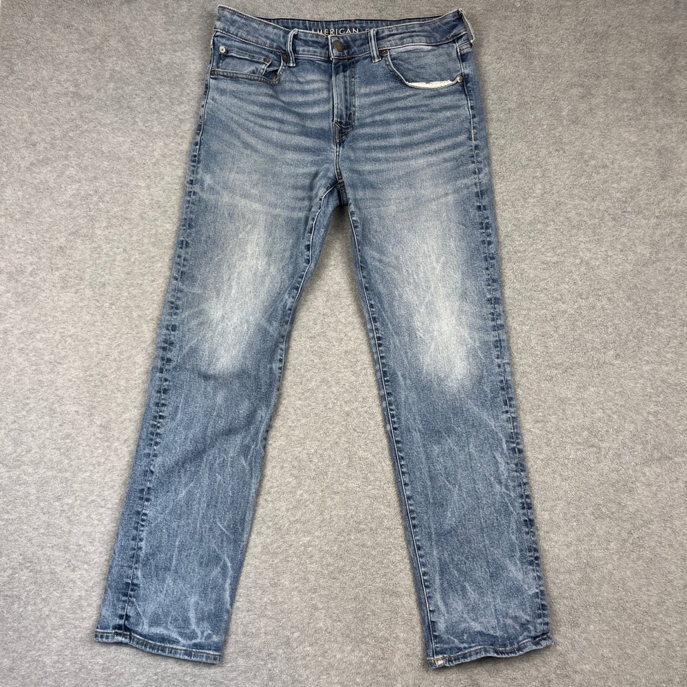 American Eagle Jeans Mens 34x32 Blue Original Straight Airflex+ Denim
